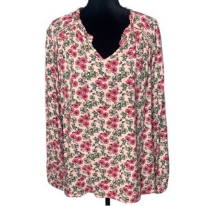 🌹Denim & Co. - Floral V-Neck Women's Top - Size 2X